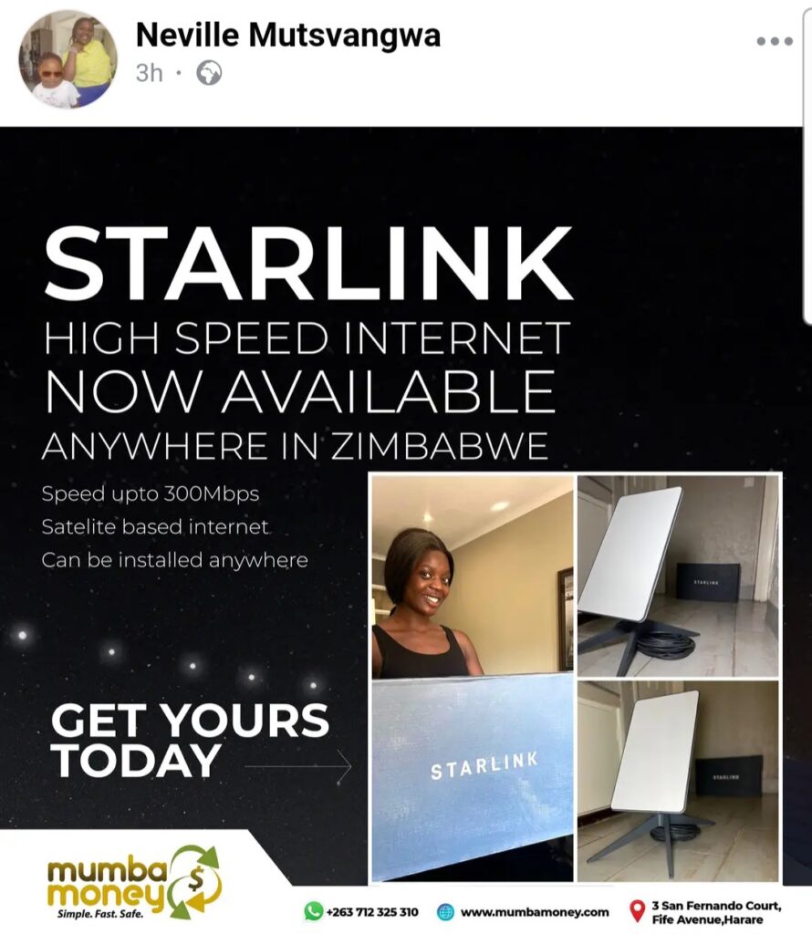 Monica Mutsvangwa's Son 'Neville' Profits From Starlink Even Though It Isn't Licenced!